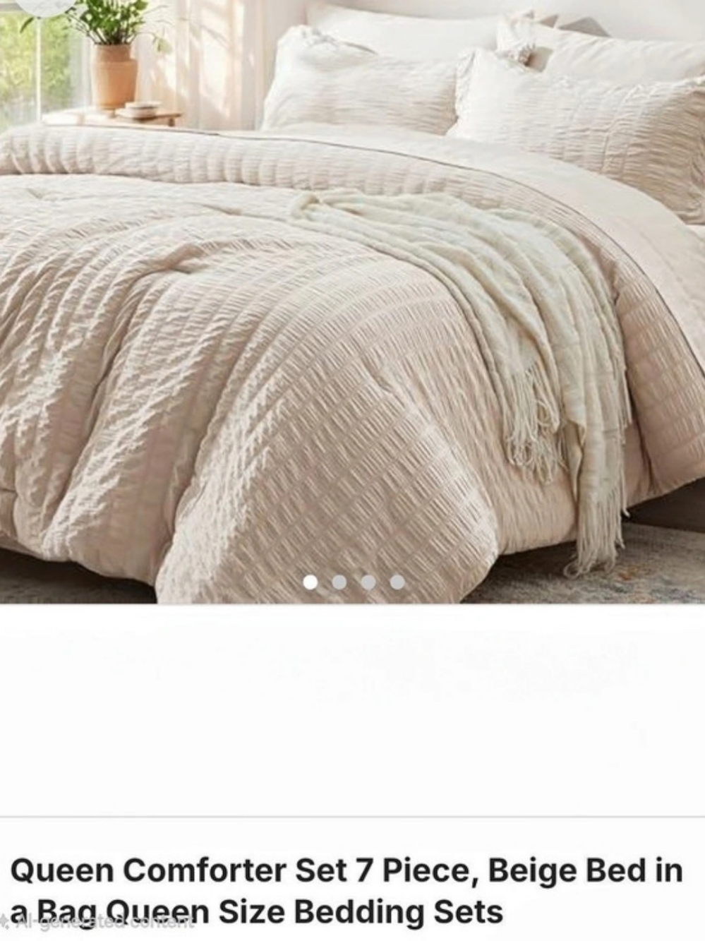 Queen 7-Piece Comforter Set in Beige